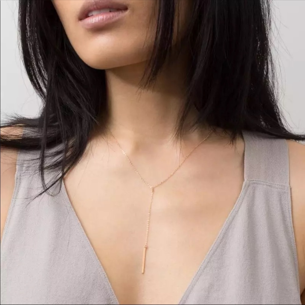 Y Shaped Gold Necklace - Picture 2 of 6